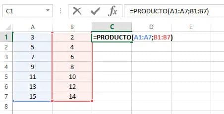 Multiplicar rangos de celdas en Excel