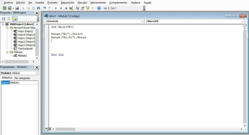 Crear Macros con el editor de Visual Basic - Paso 5