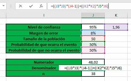 Hacer calculo muestreo aleatorio simple en Excel