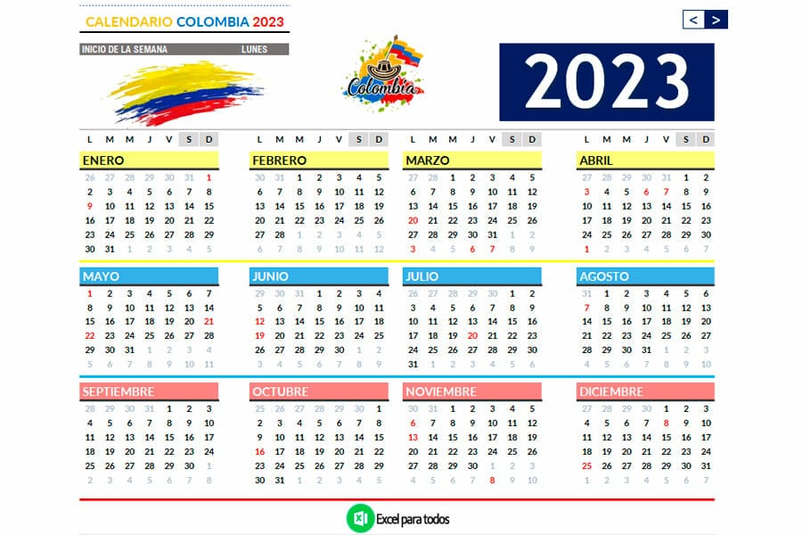 calendario 2023 colombia con festivos