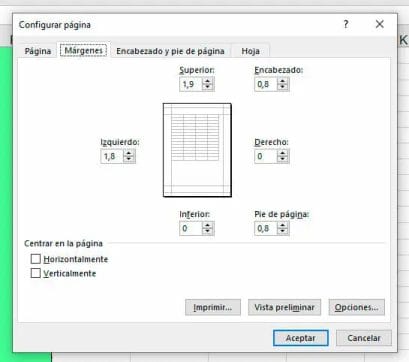 Configurar impresión del arqueo de caja en Excel