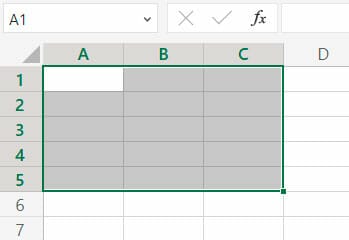 Seleccionar un rango de celdas | Cuadro de nombre en Excel