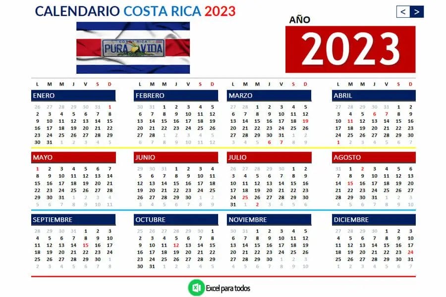 Calendario 2023 Costa Rica