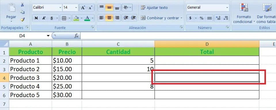 Ejemplo función SI.ERROR en Excel paso 2