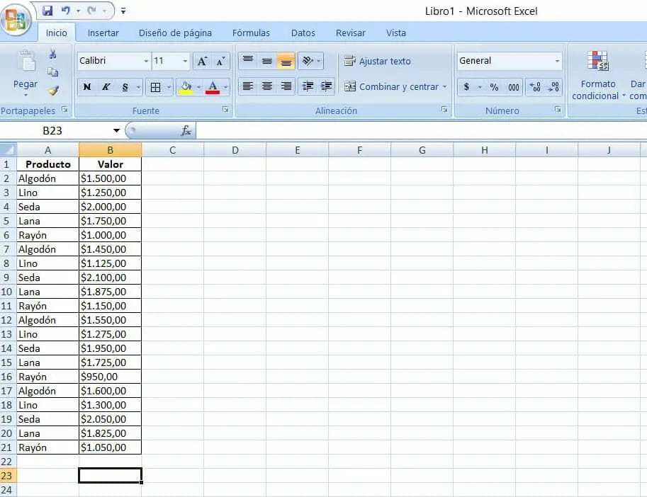Ejemplo subtotales en Excel