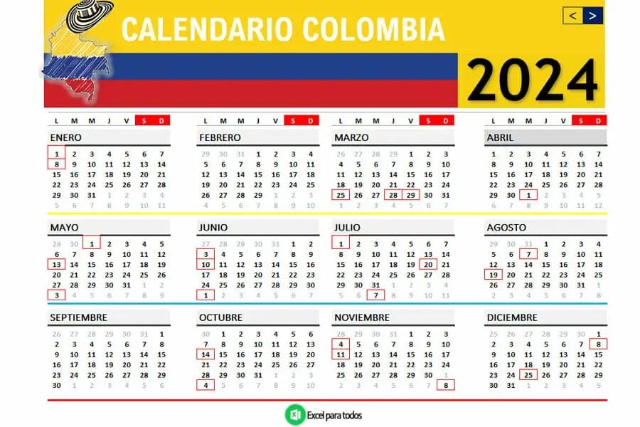 Calendario 2024 Colombia