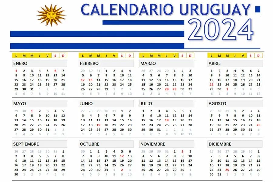 Calendario 2024 Uruguay