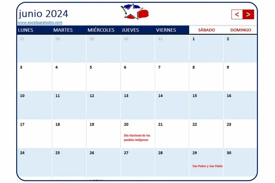 calendario junio 2024 chile